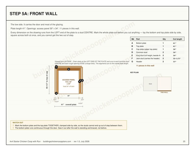 4x4 Chicken Coop Plans for 2-3 Hens, Small Starter Hen House Blueprint PDF, DIY Backyard Build with Cut List and Run Design image 6