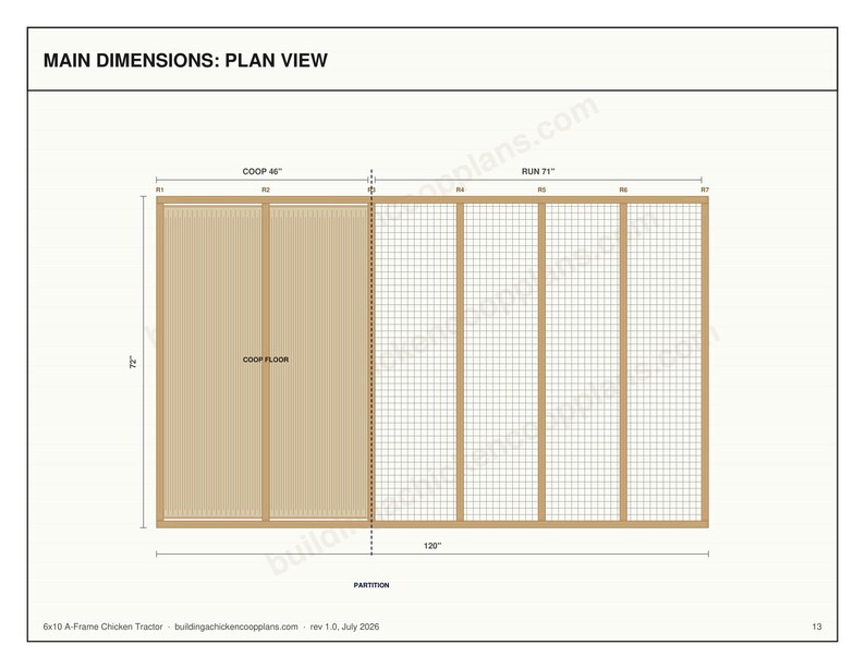 Chicken Tractor Plans 6x10 A Frame for 4-6 Hens, Mobile Coop Blueprint PDF, DIY Portable Hen House Build with Wheels and Cut List image 5