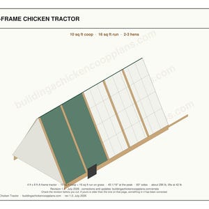 Chicken Tractor Plans 4x8 A Frame for 2-3 Hens, Mobile Coop Blueprint PDF, DIY Portable Hen House Build with Wheels and Cut List image 2