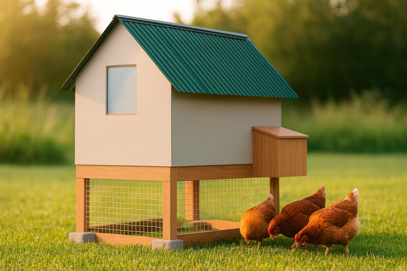 4x4 Chicken Coop Plans for 2-3 Hens, Small Starter Hen House Blueprint PDF, DIY Backyard Build with Cut List and Run Design image 1
