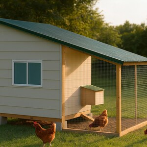 6x10 Chicken Coop Plans for 9-12 Hens, Walk In Hen House Blueprint PDF, DIY Shed Style Build with Cut List and Covered Run Design image 1