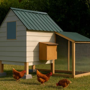 4x6 Chicken Coop Plans for 3-4 Hens, Small Backyard Hen House Blueprint PDF, DIY Gable Build with Cut List and Run Design image 1