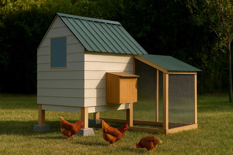 4x6 Chicken Coop Plans for 3-4 Hens, Small Backyard Hen House Blueprint PDF, DIY Gable Build with Cut List and Run Design image 1