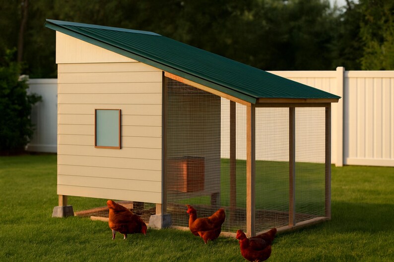 Insulated Chicken Coop Plans 8x12 for 14-18 Hens, Cold Climate Winter Hen House Blueprint PDF, DIY Build with Vent Detail and Cut List image 1