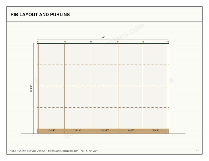 A Frame Chicken Coop Plans 6x8 for 3-5 Hens, Walk In Triangle Hen House Blueprint PDF, DIY Backyard Build with Cut List, Run Design image 5