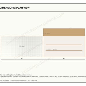 Lean To Chicken Coop Plans 4x8 for 4-6 Hens, Wall Mounted Hen House Blueprint PDF, DIY Build Against Fence or Shed with Cut List image 4
