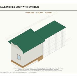 6x10 Chicken Coop Plans for 9-12 Hens, Walk In Hen House Blueprint PDF, DIY Shed Style Build with Cut List and Covered Run Design image 3