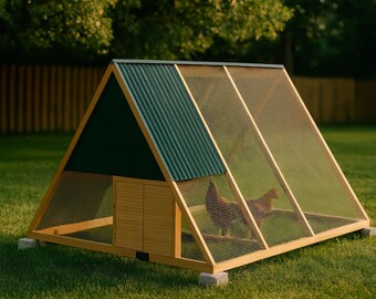 Chicken Tractor Plans 6x10 A Frame for 4-6 Hens, Mobile Coop Blueprint PDF, DIY Portable Hen House Build with Wheels and Cut List
