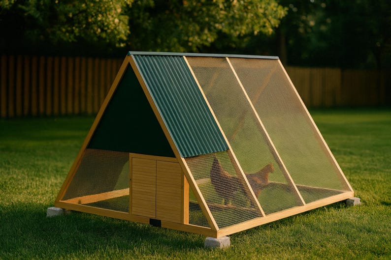 Chicken Tractor Plans 6x10 A Frame for 4-6 Hens, Mobile Coop Blueprint PDF, DIY Portable Hen House Build with Wheels and Cut List image 1