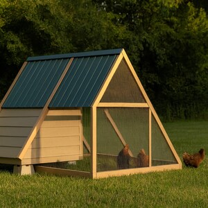 Chicken Tractor Plans 4x8 A Frame for 2-3 Hens, Mobile Coop Blueprint PDF, DIY Portable Hen House Build with Wheels and Cut List image 1