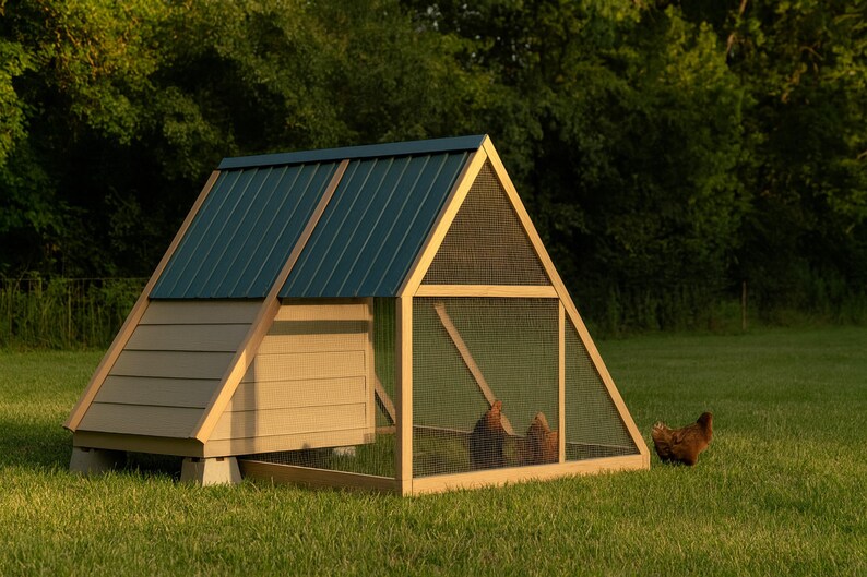 Chicken Tractor Plans 4x8 A Frame for 2-3 Hens, Mobile Coop Blueprint PDF, DIY Portable Hen House Build with Wheels and Cut List image 1