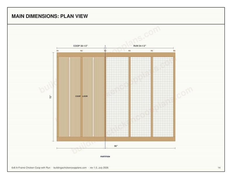 A Frame Chicken Coop Plans 6x8 for 3-5 Hens, Walk In Triangle Hen House Blueprint PDF, DIY Backyard Build with Cut List, Run Design image 4