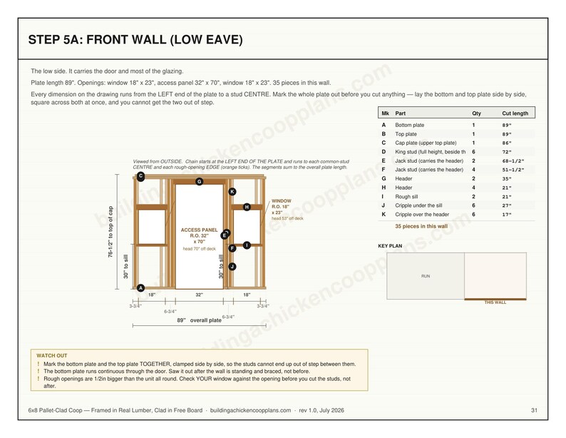 Pallet Chicken Coop Plans 6x8 for 7-10 Hens, Reclaimed Wood Hen House Blueprint PDF, DIY Walk In Build with Sourcing Guide and Cut List image 6