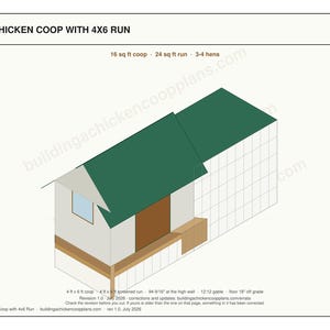 4x6 Chicken Coop Plans for 3-4 Hens, Small Backyard Hen House Blueprint PDF, DIY Gable Build with Cut List and Run Design image 3