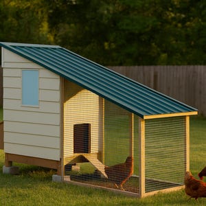 4x8 Chicken Coop Plans for 4-6 Hens, Small Backyard Hen House Blueprint PDF, DIY Shed Style Build with Cut List and Run Design image 1