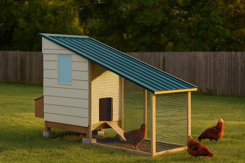 4x8 Chicken Coop Plans for 4-6 Hens, Small Backyard Hen House Blueprint PDF, DIY Shed Style Build with Cut List and Run Design image 1