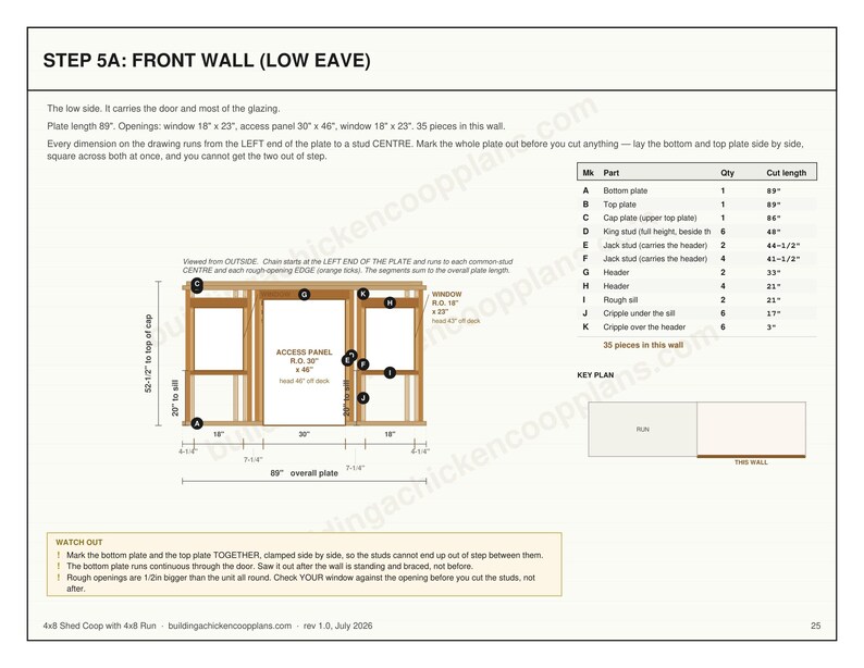 4x8 Chicken Coop Plans for 4-6 Hens, Small Backyard Hen House Blueprint PDF, DIY Shed Style Build with Cut List and Run Design image 6