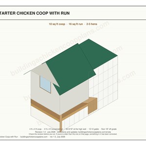 4x4 Chicken Coop Plans for 2-3 Hens, Small Starter Hen House Blueprint PDF, DIY Backyard Build with Cut List and Run Design image 3