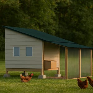 10x10 Chicken Coop Plans for 15-17 Hens, Walk In Hen House Blueprint PDF, Large DIY Shed Build with Cut List and Covered Run Design