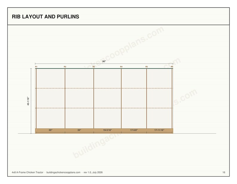 Chicken Tractor Plans 4x8 A Frame for 2-3 Hens, Mobile Coop Blueprint PDF, DIY Portable Hen House Build with Wheels and Cut List image 5
