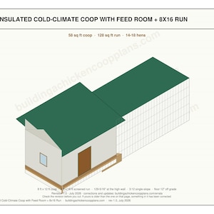 Insulated Chicken Coop Plans 8x12 for 14-18 Hens, Cold Climate Winter Hen House Blueprint PDF, DIY Build with Vent Detail and Cut List image 3