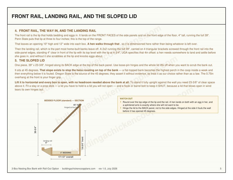Chicken Nesting Box Plans, 3 Compartment Nest Bank Blueprint PDF with Roll Out Egg Tray Option, DIY Build, Cut List, Plywood Layout image 7