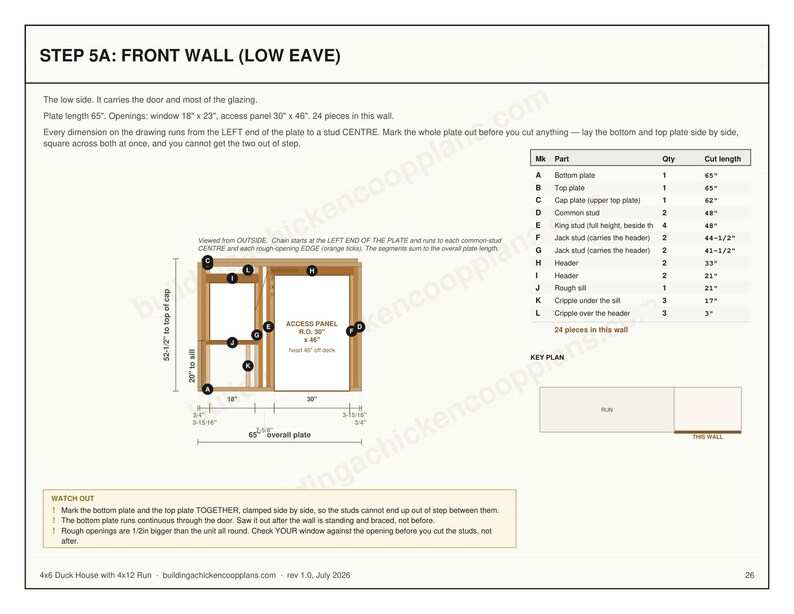 4x6 Duck House Plans for 4-6 Ducks, Backyard Coop Blueprint PDF, DIY Build with Ramp, Ground Level Nest Area and Cut List image 5