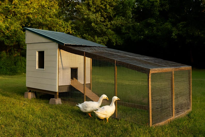 6x8 Duck House Plans for 8-10 Ducks, Large Backyard Coop Blueprint PDF, DIY Build with Ramp, Ground Level Nest Area and Cut List imagen 1