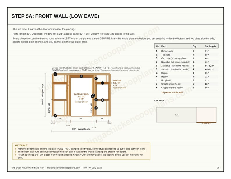 6x8 Duck House Plans for 8-10 Ducks, Large Backyard Coop Blueprint PDF, DIY Build with Ramp, Ground Level Nest Area and Cut List imagen 6