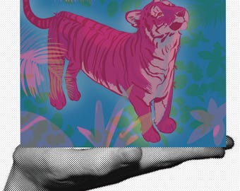 Téléchargement numérique d'art coloré de tigre amusant