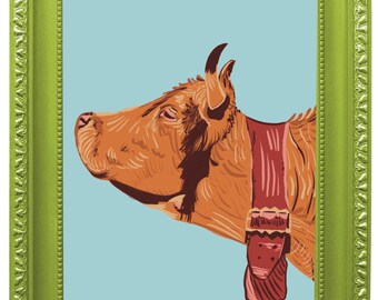 Téléchargement numérique d'art de vache amusant et coloré