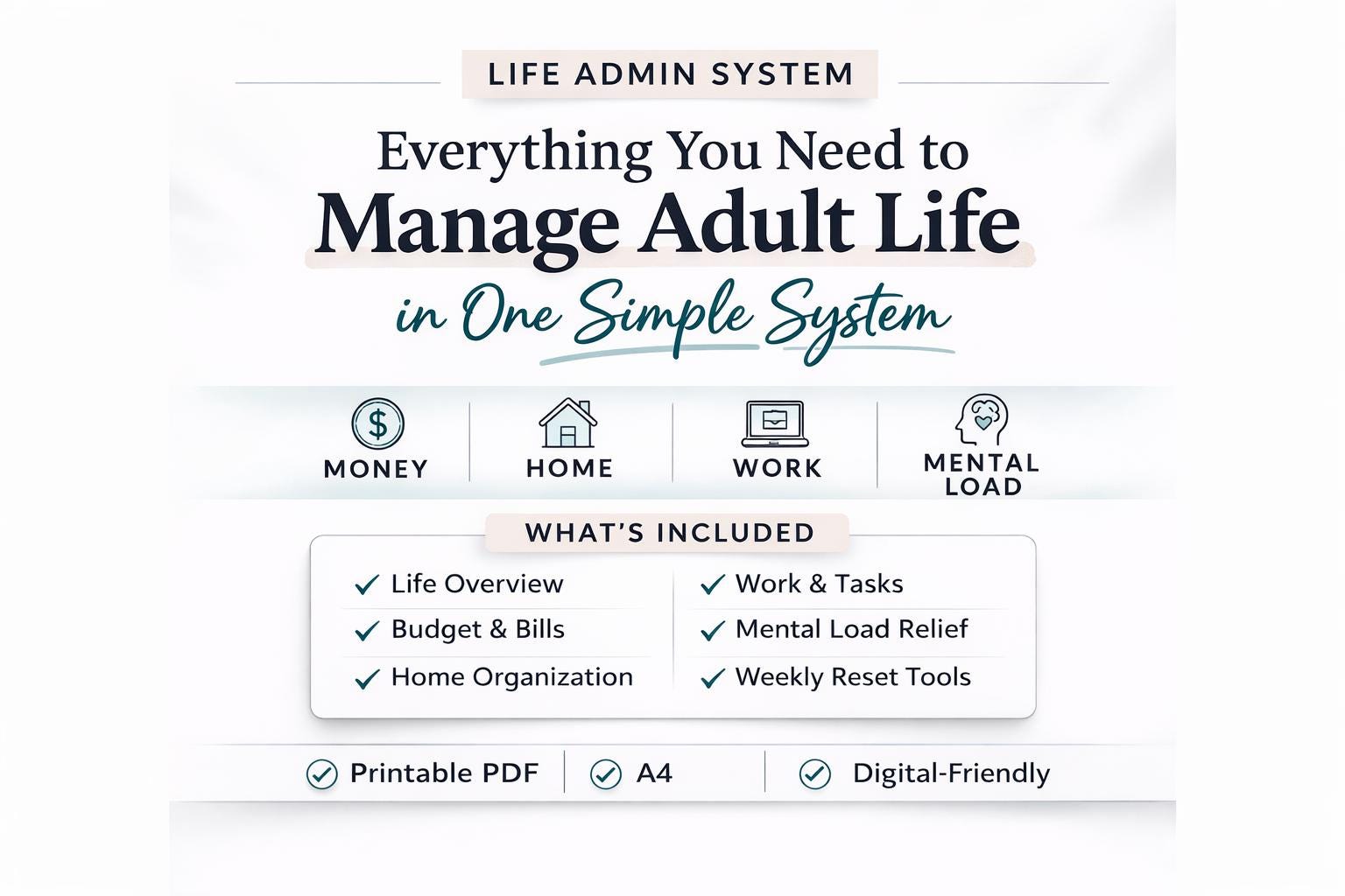 Life Admin System Printable | Complete Adulting Planner | Organise ...