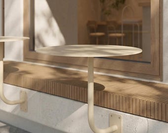 Wandmontierter Bistro-Tisch mit Metalltablett | Premium Cafe Tisch für Modernes Interieur
