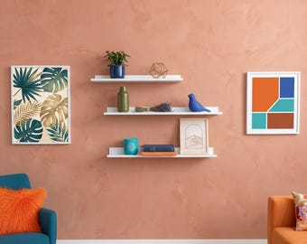 Office Floating Shelf, Metal Wall Shelf, Stainless Steel Shelf, Minimalist Workspace Storage