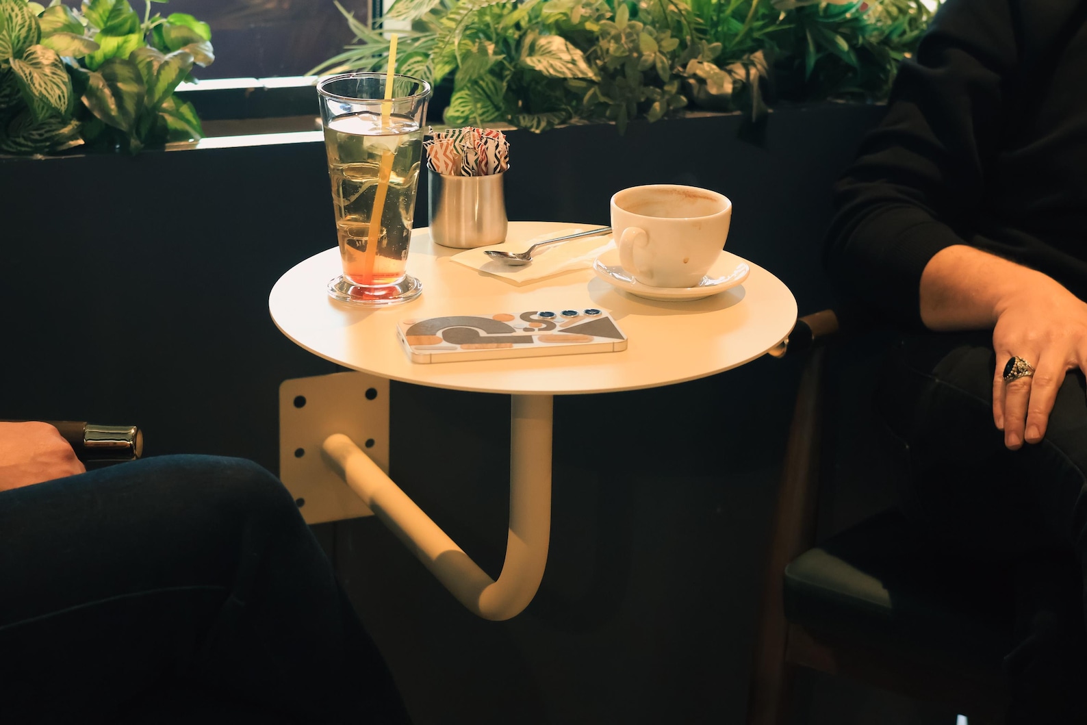 Industrial Metal Wall Mounted Cafe Table | Space Saving Bistro Table ...