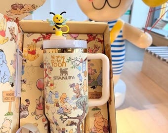 Personalized Winnie Pooh Stanley Tumbler, 40oz Custom Yellow Water Bottle Gift box