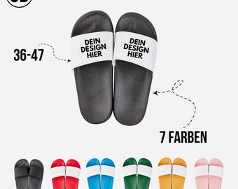 Badelatschen mit eigenem Motiv Logo  | Strandschuhe für Malle  | Badelatschen | FlipFlops | Adiletten | Slides | Slipper | Mallorca