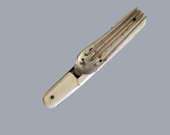 Antique Bone Folding Traveler Fork & Corkscrew