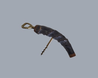 Vintage Springbok Antler Handle Straight Pull Corkscrew & Bottle Opener