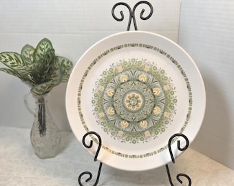 Set of 4 Noritake Palos Verde Dinner Plates, 1970s Green Floral Mid Century Decor