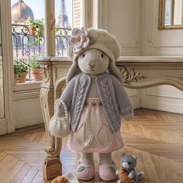 Magnolia Bunny Knitting Pattern – Cute Rabbit Pattern – Amigurumi Bunny Pattern – Knitted Girl Bunny (Complete PDF Pattern) – English