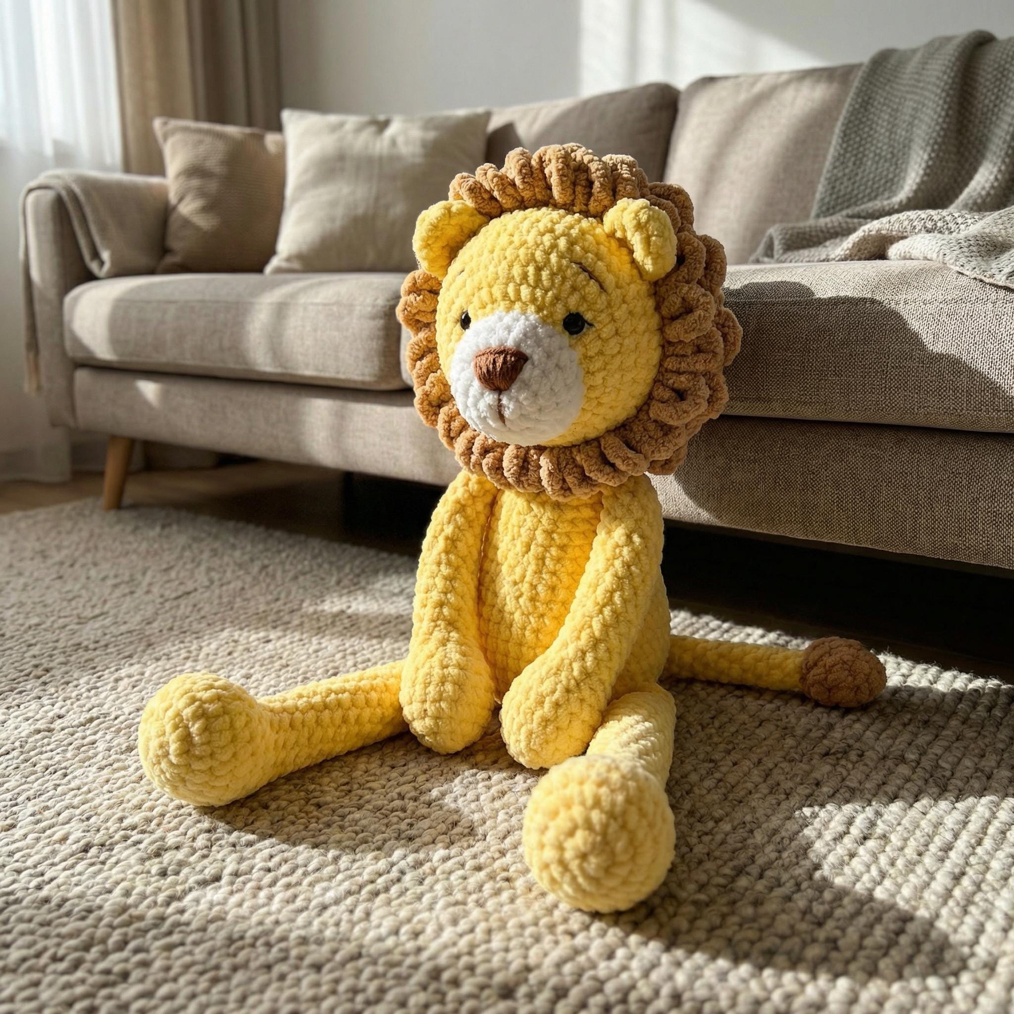 Cute Sitting Lion Crochet Pattern – Amigurumi Stuff Crochet Lion ...