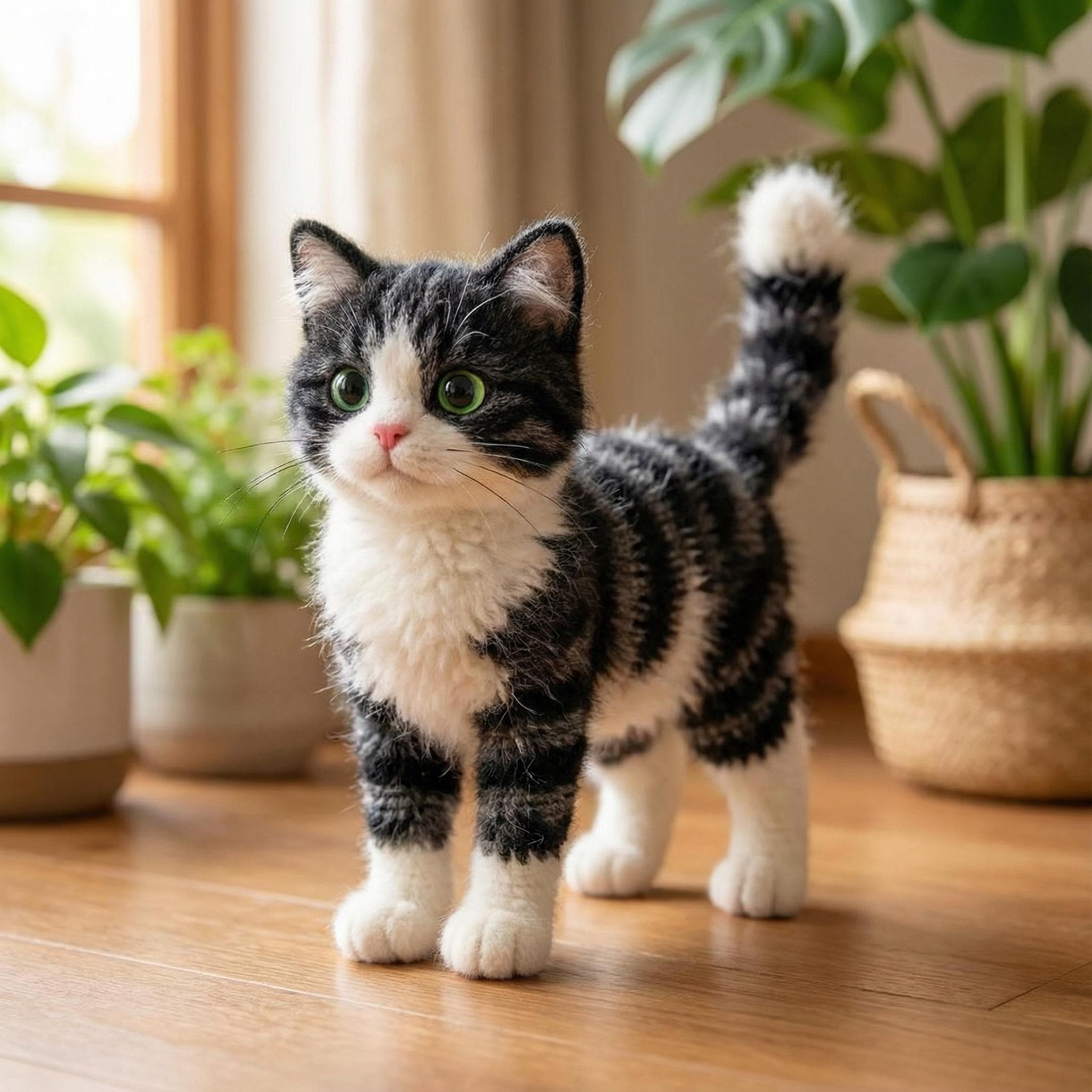35 Beautiful and Stylish Monochrome Crochet Patterns 22 Black and White Standing Cute Cat Crochet