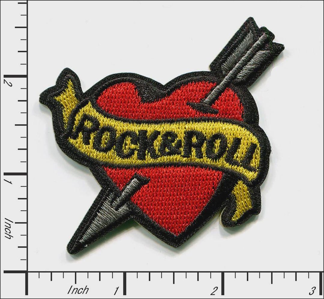Rock & Roll Heart Embroidered Patch - Etsy