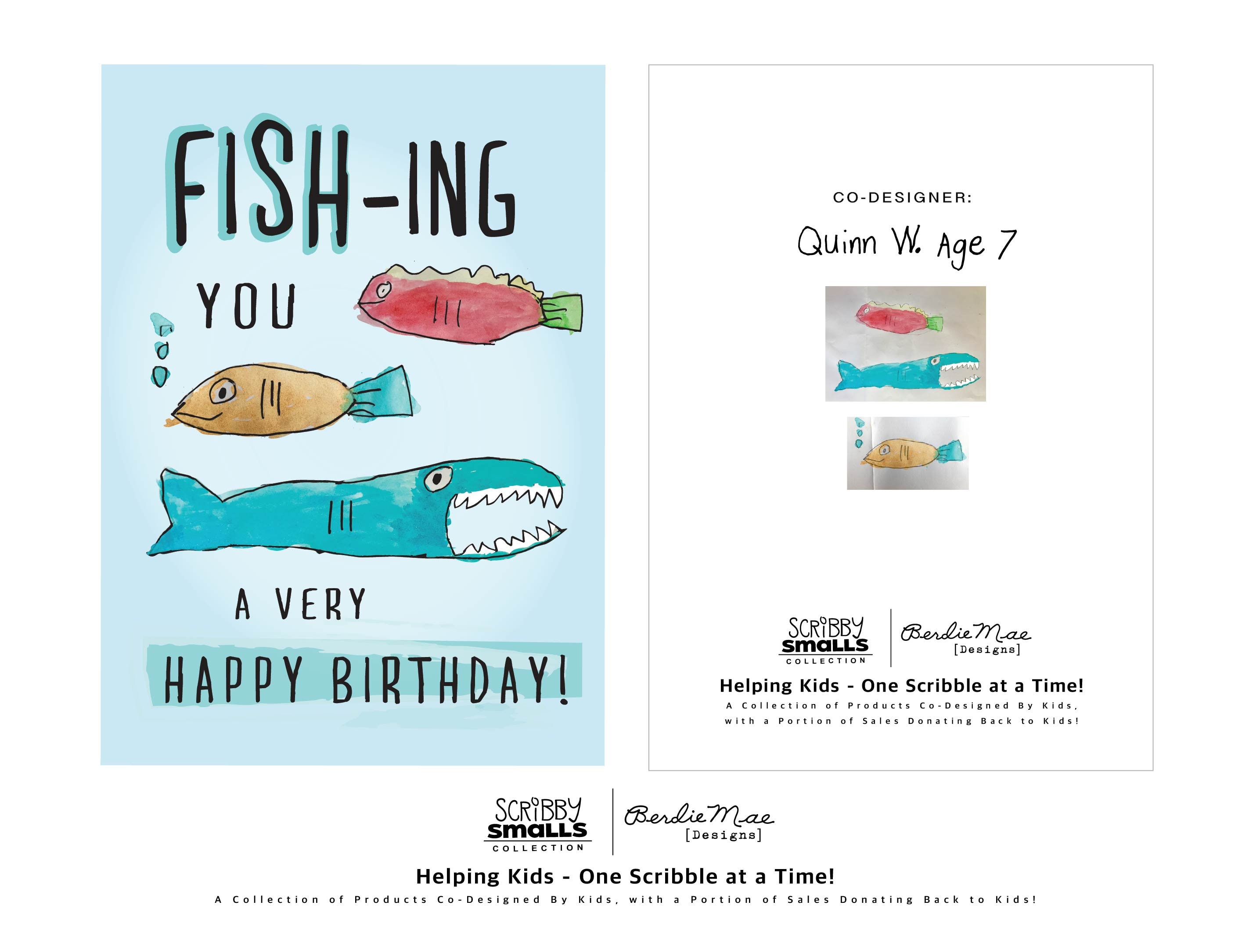 Scribby Smalls Collection Birthday Card fishing You.. - Etsy