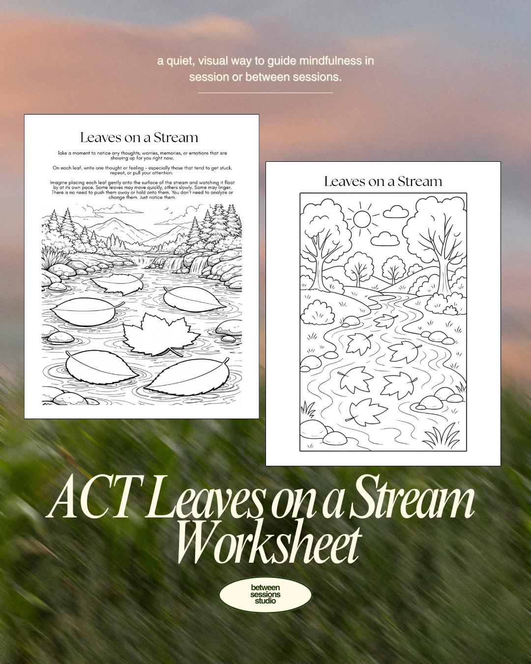 Leaves on a Stream Worksheet | ACT Mindfulness Exercise for Therapists ...