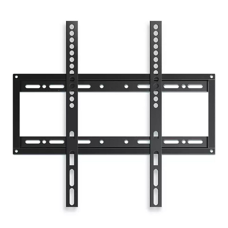 Puede incluir: Un soporte de pared para TV negro y rectangular con m&uacute;ltiples orificios de montaje. Dos soportes verticales con orificios espaciados est&aacute;n unidos al marco principal. Dise&ntilde;ado para sujetar un televisor de pantalla plana.