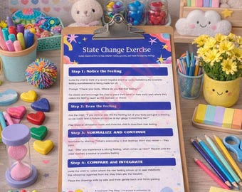 State Change Exercise for Kids | Emotional Regulation Activity | Play Therapy Printable | Feelings Worksheet | Counseling Tool PDF