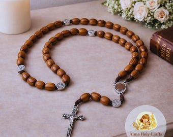 Bethlehem Olive Wood Rosary – Christian Prayer Beads with Cross Pendant From the Holy Land