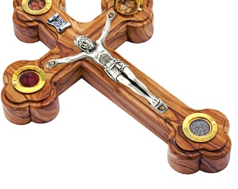 Bethlehem Authentic Olive Wood Cross with Jesus – Holy Land Christian Gift from Bethlehem